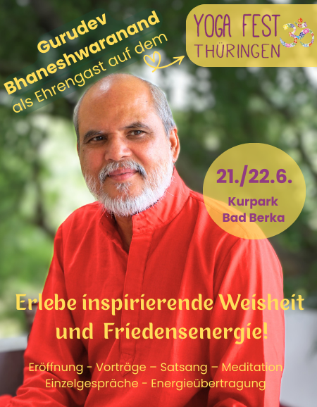 Guru Bhaneshwaranand führt Meditation auf dem Yoga Fest Thüringen 2025 in Bad Berka