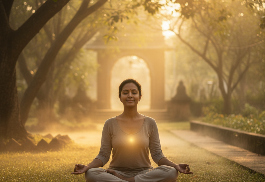 Meditierende Person in tiefer Samadhana Konzentration