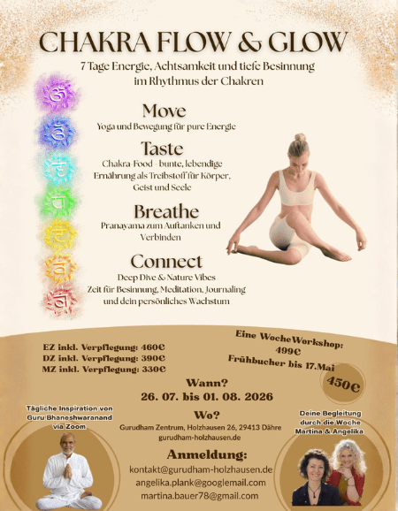 Chakra Flow & Glow – 7-Tage Retreat im Gurudham Zentrum (26. Juli – 01. August 2026)