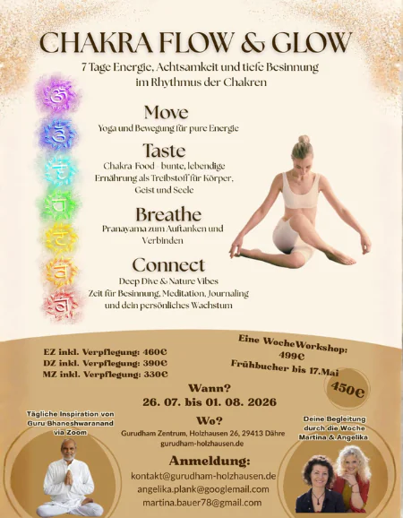 Chakra Flow & Glow – 7-Tage Retreat im Gurudham Zentrum (26. Juli – 01. August 2026)