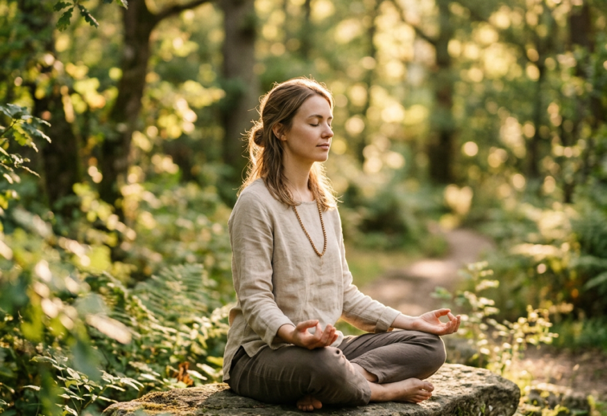 Person überwindet inneren Widerstand in Meditation