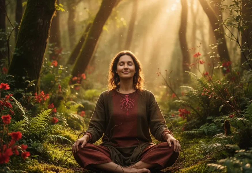Meditation in der Natur zur Verbindung mit dem Wurzelchakra