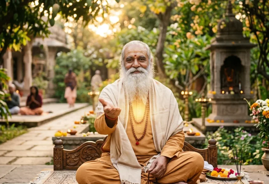 Guru Bhaneshwaranand symbolisiert die Fähigkeit zu geben